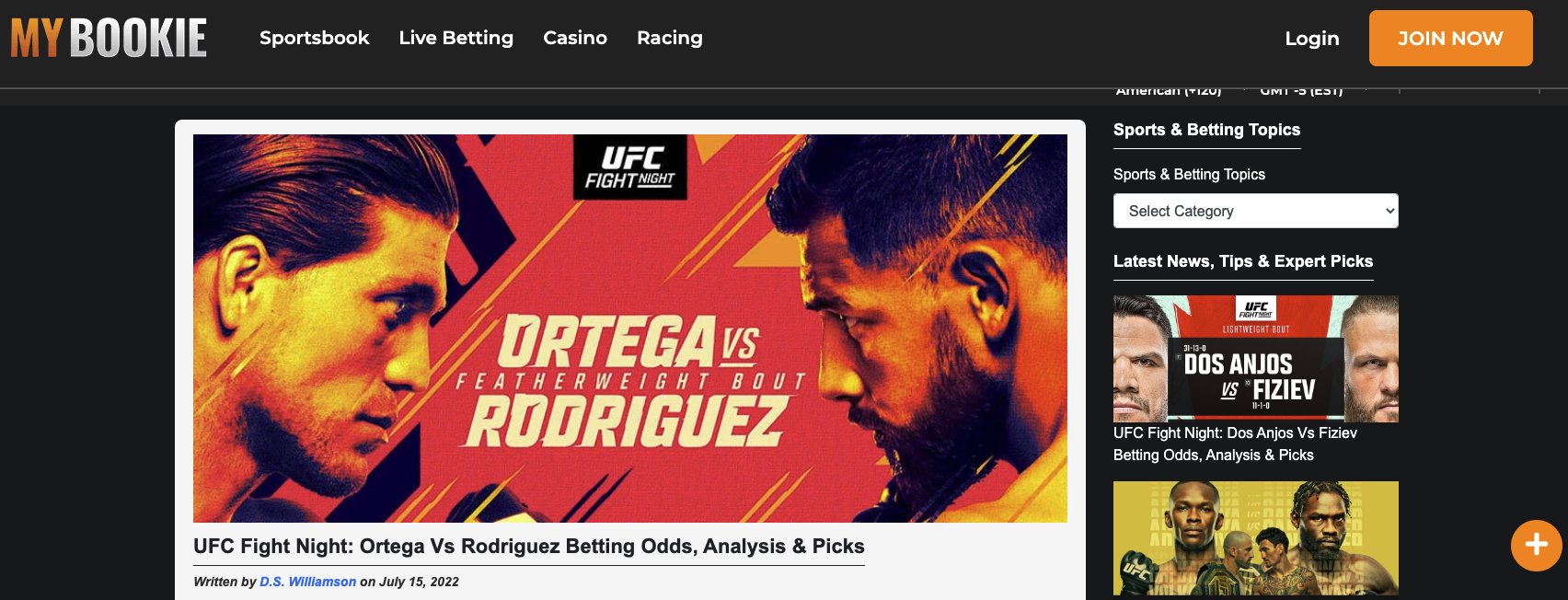 UFC picks MyBookie