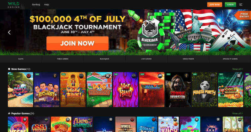 Wild Casino Homepage