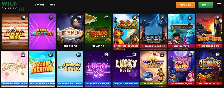 Wild Casino Lottery-Style Games online
