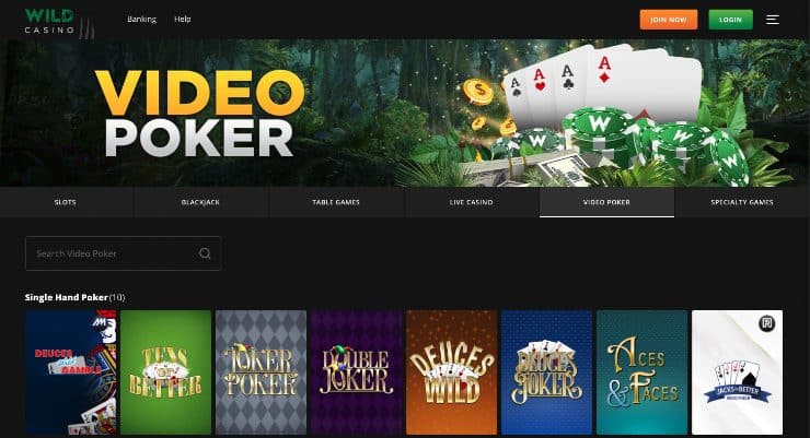 Wild Casino Online Homepage