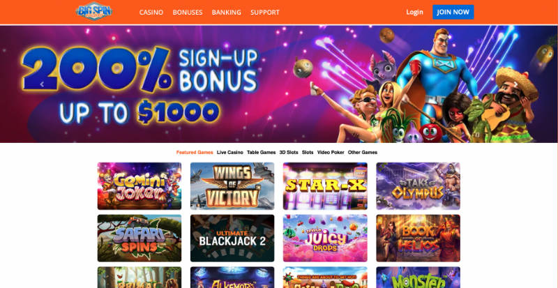 BigSpin Casino Homepage