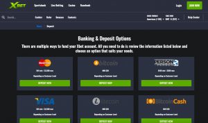 XBet banking options crypto