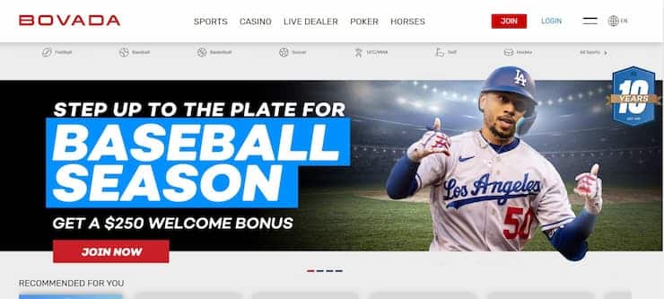 Bovada home page