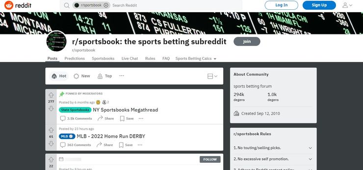 Subreddit page for best sportsbooks on Rediit