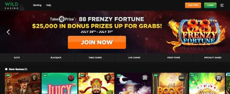 Wild Casino home page - best casino in AZ