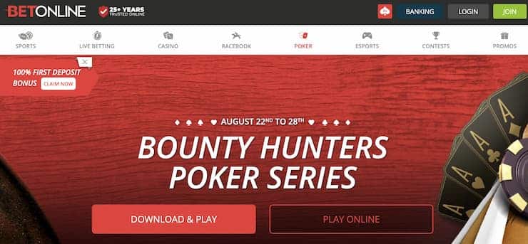 BetOnline Join Now poker homepage