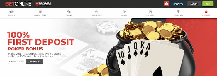 BetOnline poker welcome bonus homepage