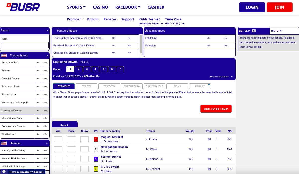 BUSR racebook Iowa