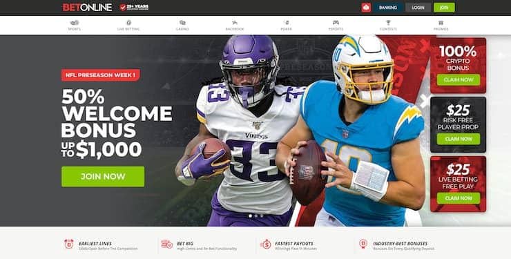 BetOnline Sports Betting Homepage