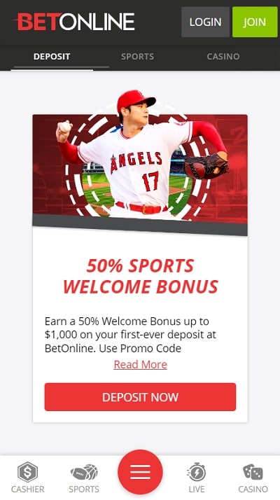 BetOnline Mobile Sports Bonus