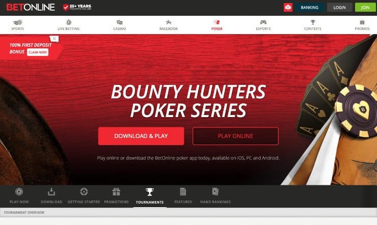 BetOnline Poker Casino Home Page