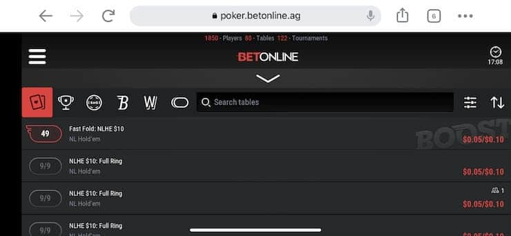 BetOnline Mobile Poker