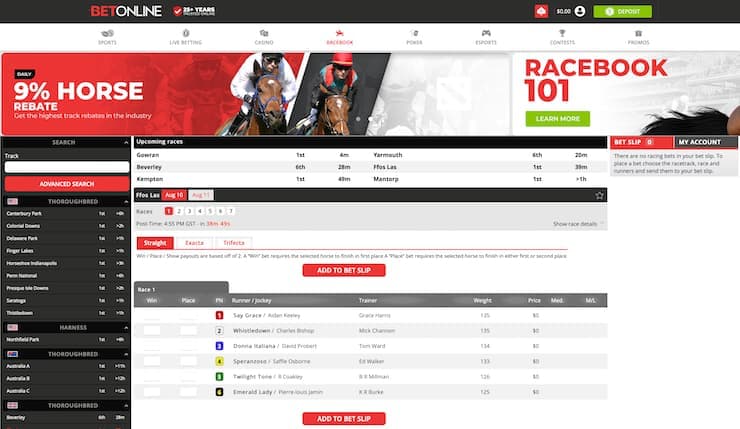 BetOnline Horse Racing Betting