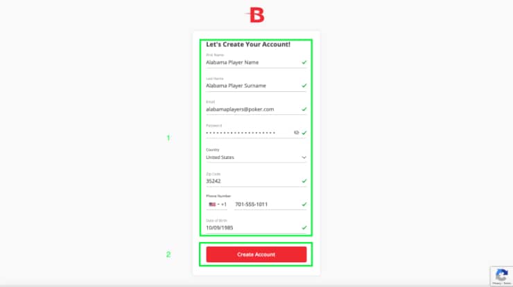 BetOnline Registration Step 2