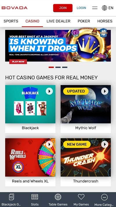 Bovada Casino Mobile Site