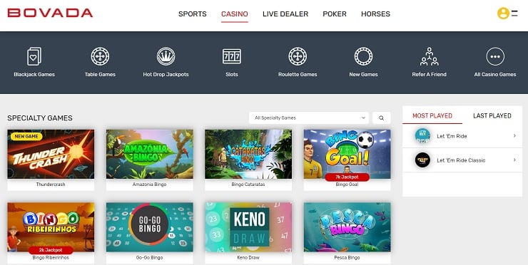 Bovada Online Casino Specialty Games