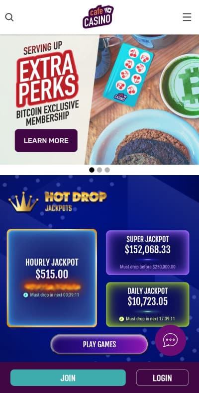 Cafe Casino Mobile Jackpots