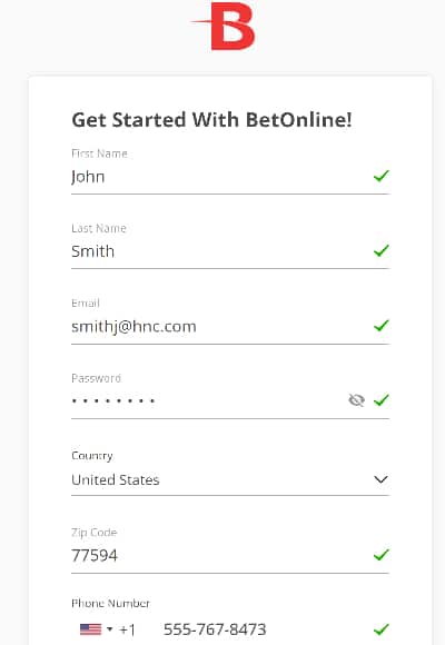 BetOnline - Register