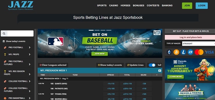 Jazz Sports Betting Site Homepage