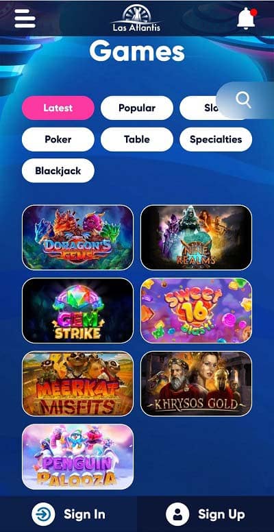 Las Atlantis Casino Mobile Site
