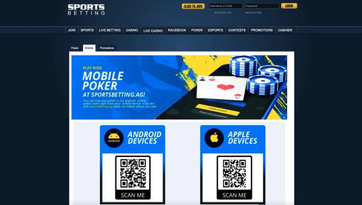 Mobile Poker App at SportsBetting