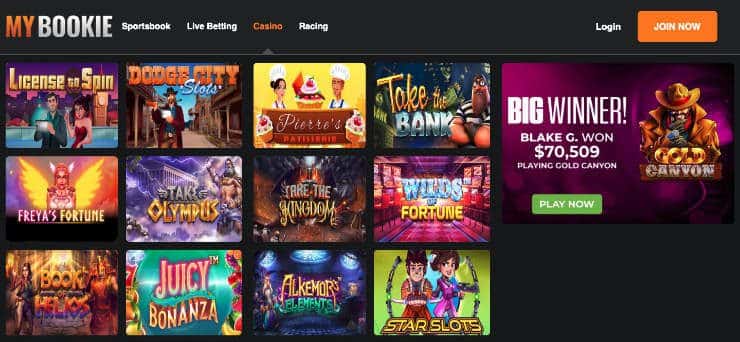 MyBookie Online Casino Homepage