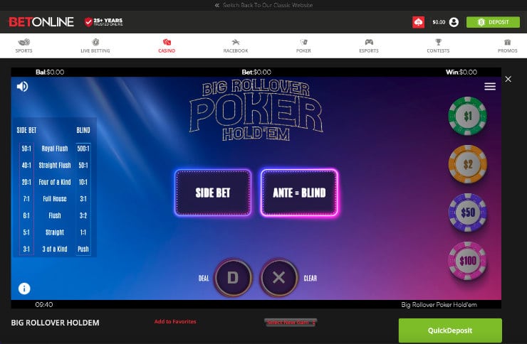 Online Table Poker at BetOnline