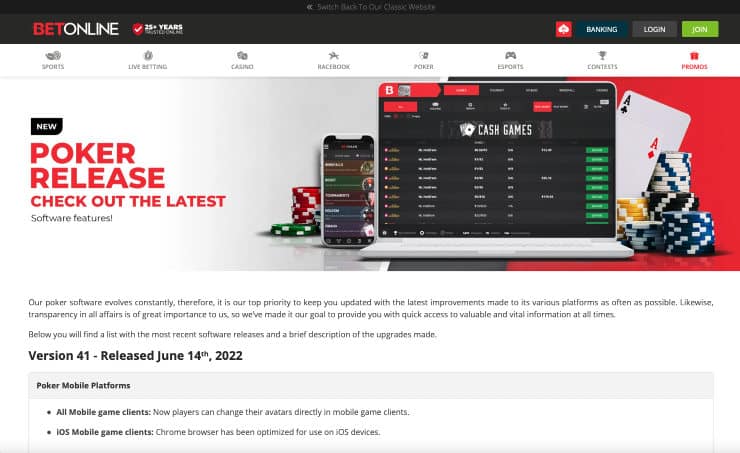 Poker App at BetOnline