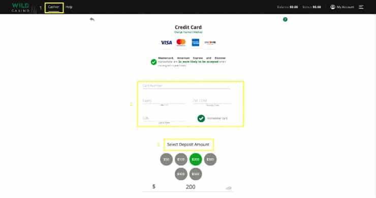 Wild Casino Registration Step 3