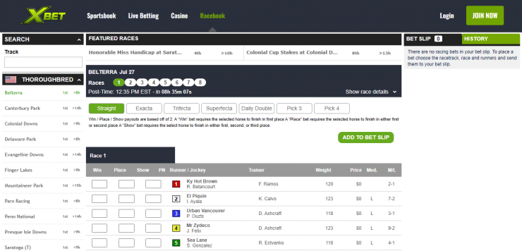 Xbet horse racing homepage