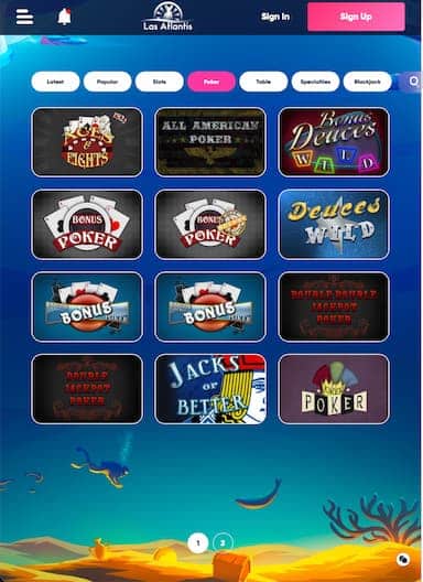 Las Atlantis App Video Poker