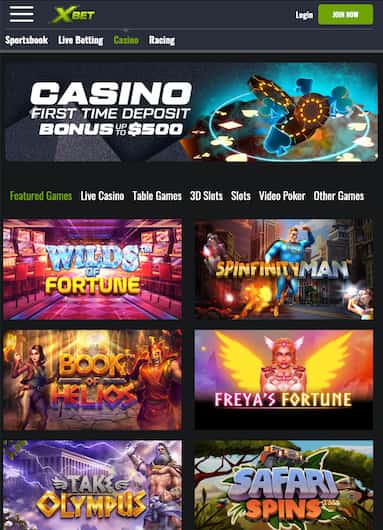 XBet Casino App Lobby