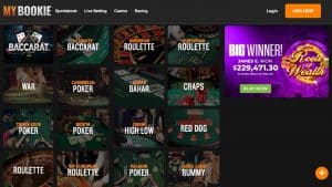 MyBookie Casino Table Games