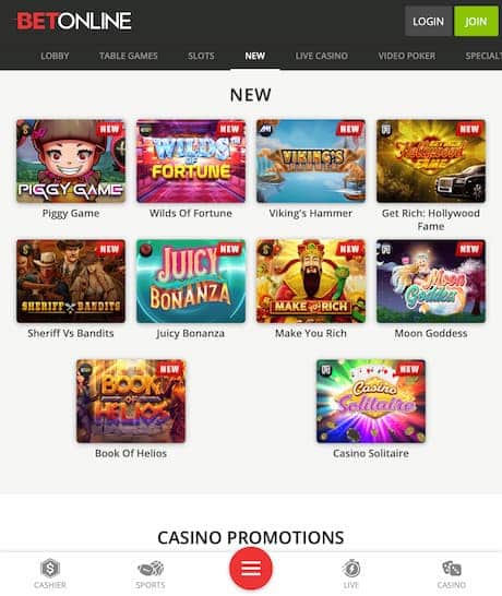 BetOnline Casino App New Games