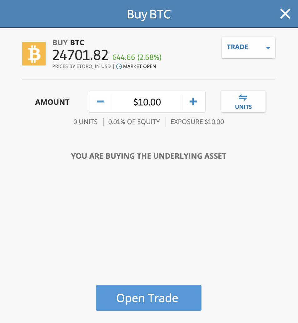 how to buy bitcoin on eToro
