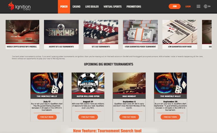 Tournaments at Ignition Casino