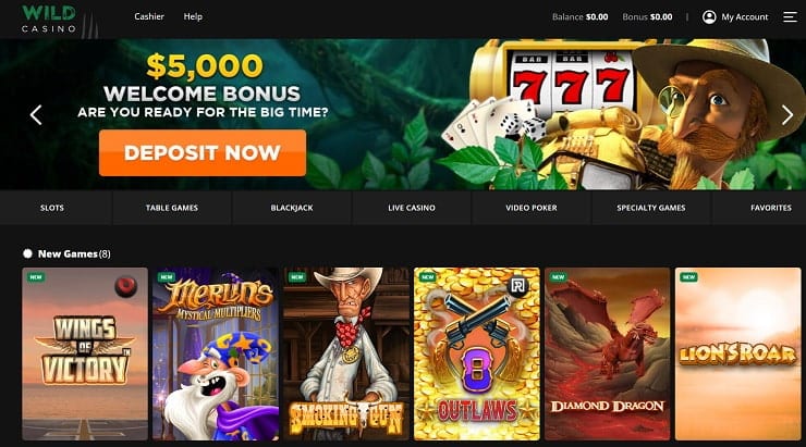 Wild Casino Homepage