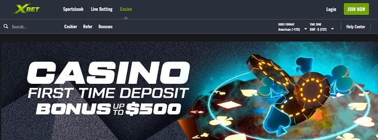XBet Online Casino Homepage