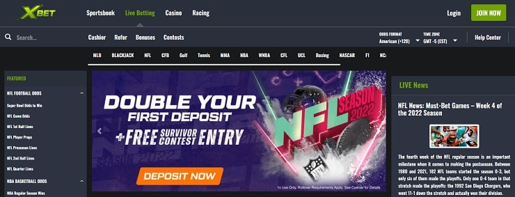 XBet Sports Betting Site Homepage