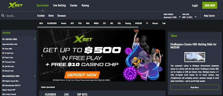 XBet Sports Betting Site Homepage