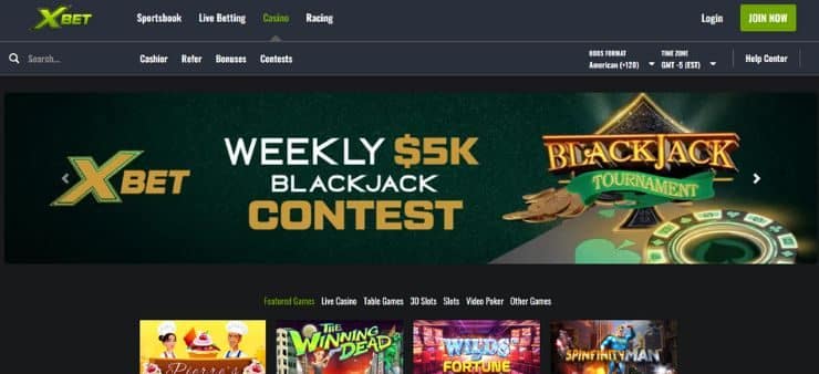 XBet Online Casino homepage