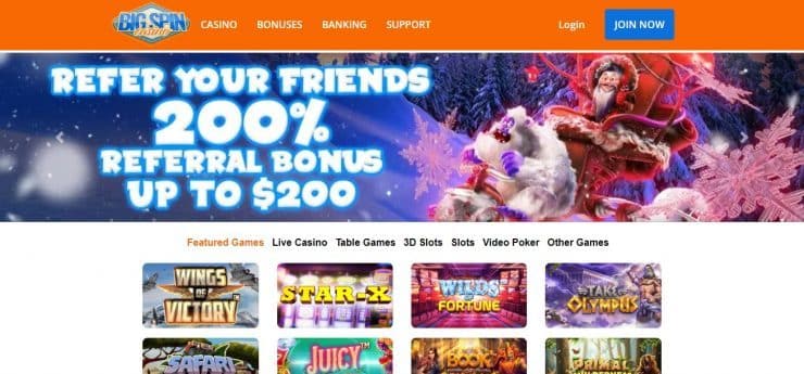 BigSpin Casino homepage