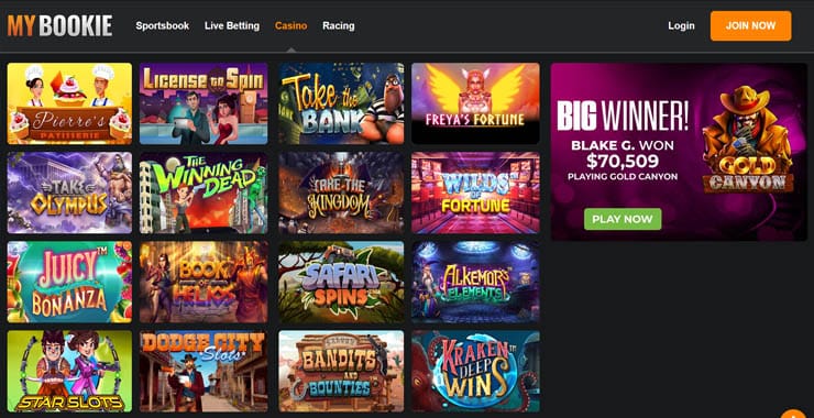 MyBookie Online Casino Lobby