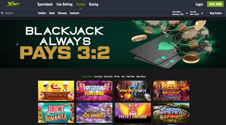 XBet Online Casino Homepage