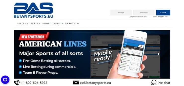 Betanysports homepage