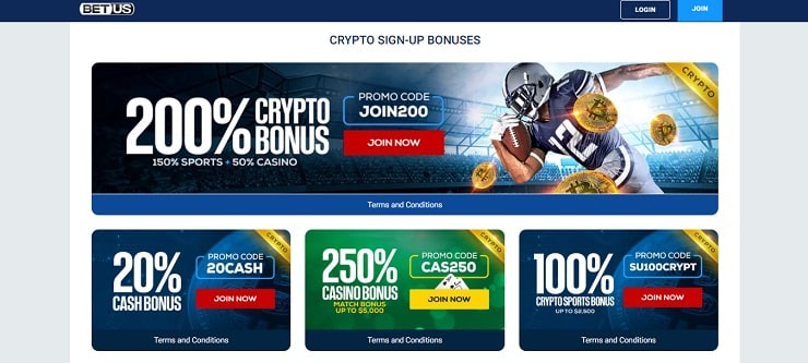 BetUS Crypto Bonuses