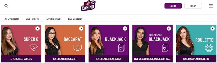 Cafe Casino Live Games