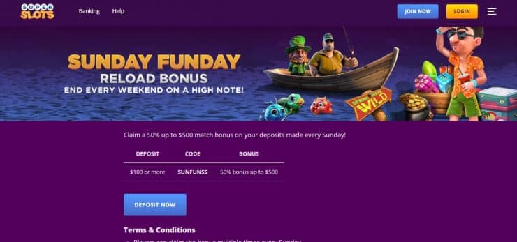 Super Slots promo codes on Sundays