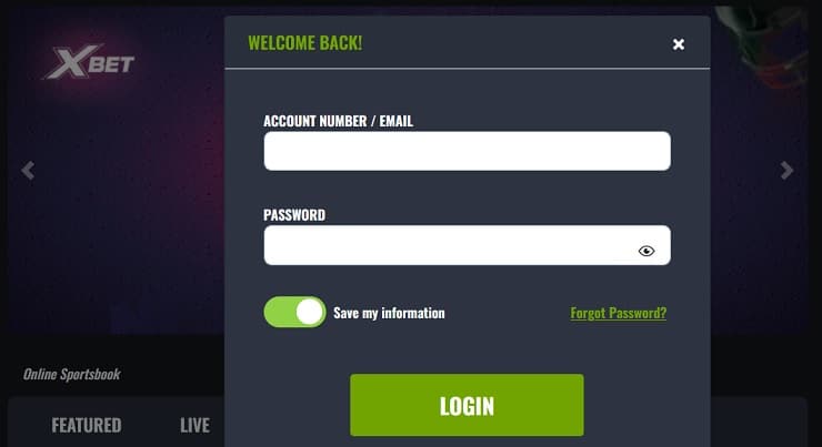 XBet Login Window