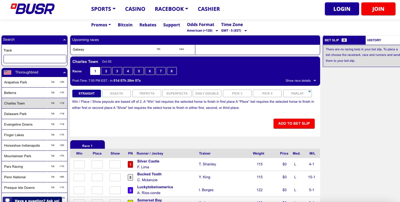 BUSR racebook new betting sites